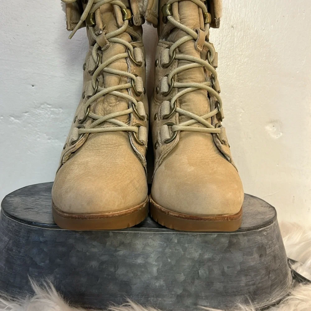 #0169- Sorel After Hours Lace Up Shearling Wedge Boots-Lined Cuff-7.5 - Picture 5 of 11